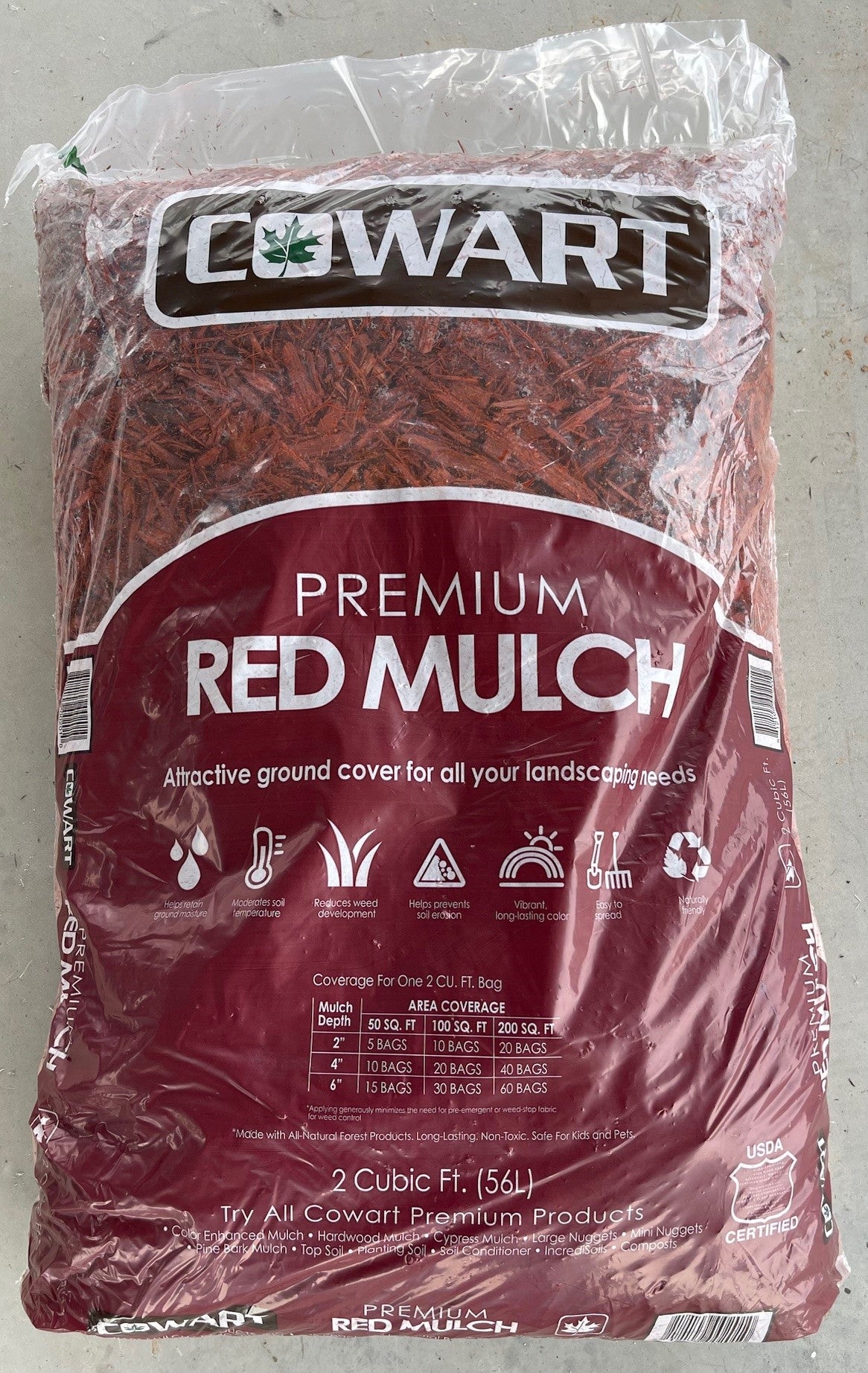 Cowart Premium Double Ground Red Mulch, 3 Bags for $10